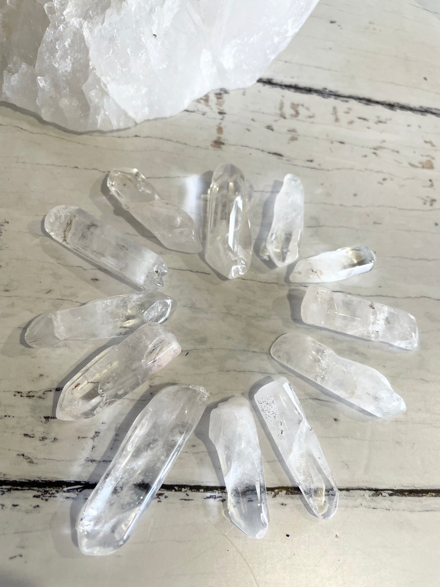 Clear Quartz natural polished points pouch