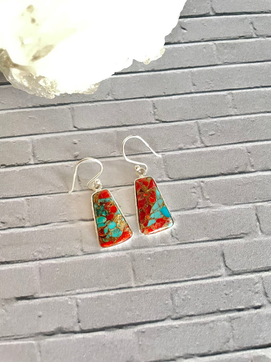 Coral Matrix & Kingman Turquoise Dangles