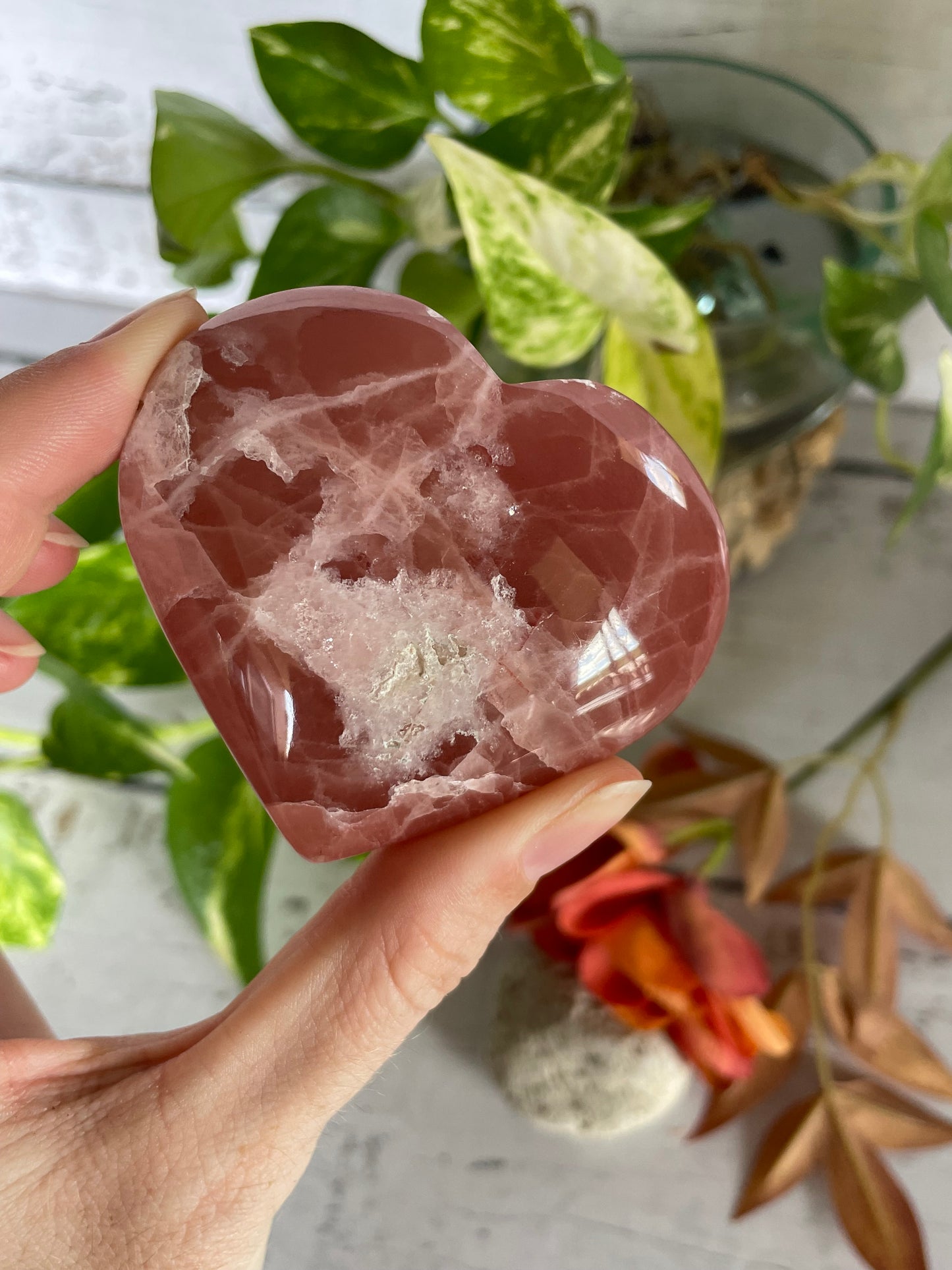 Rose Calcite Heart