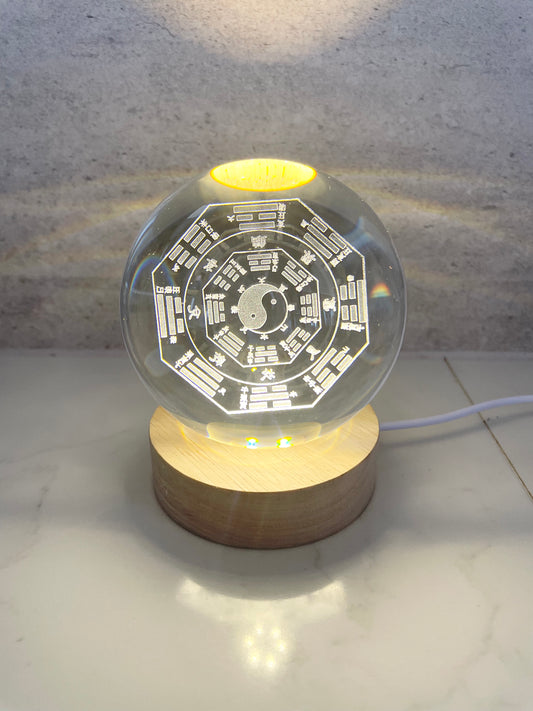 Glass Orb USB Lamp ~ Yin Yang