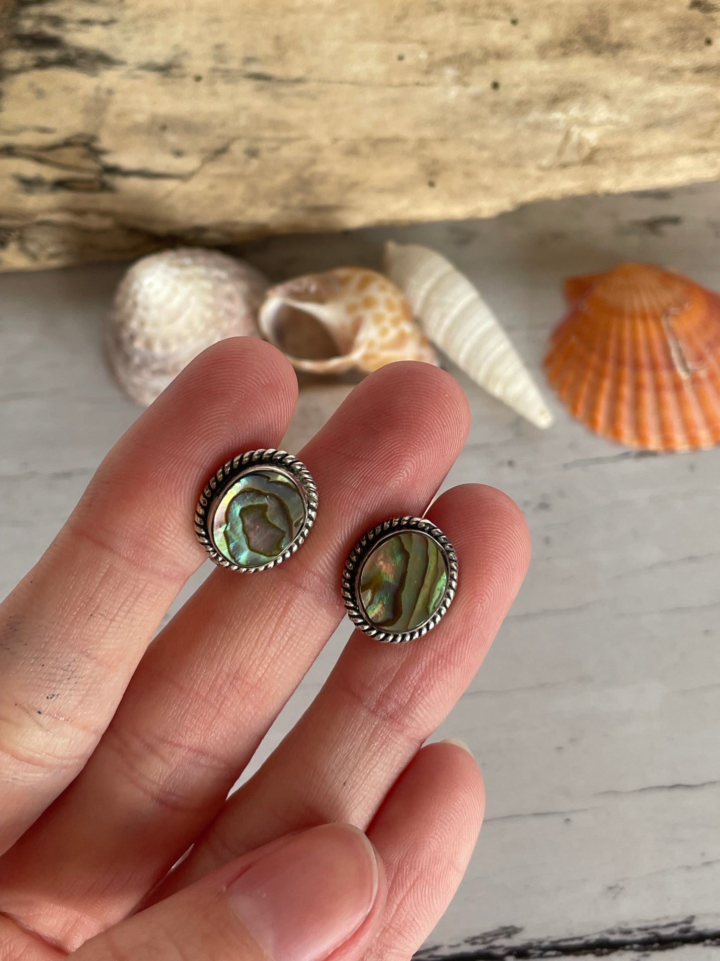 Abalone Shell Silver Studs ~ Siren