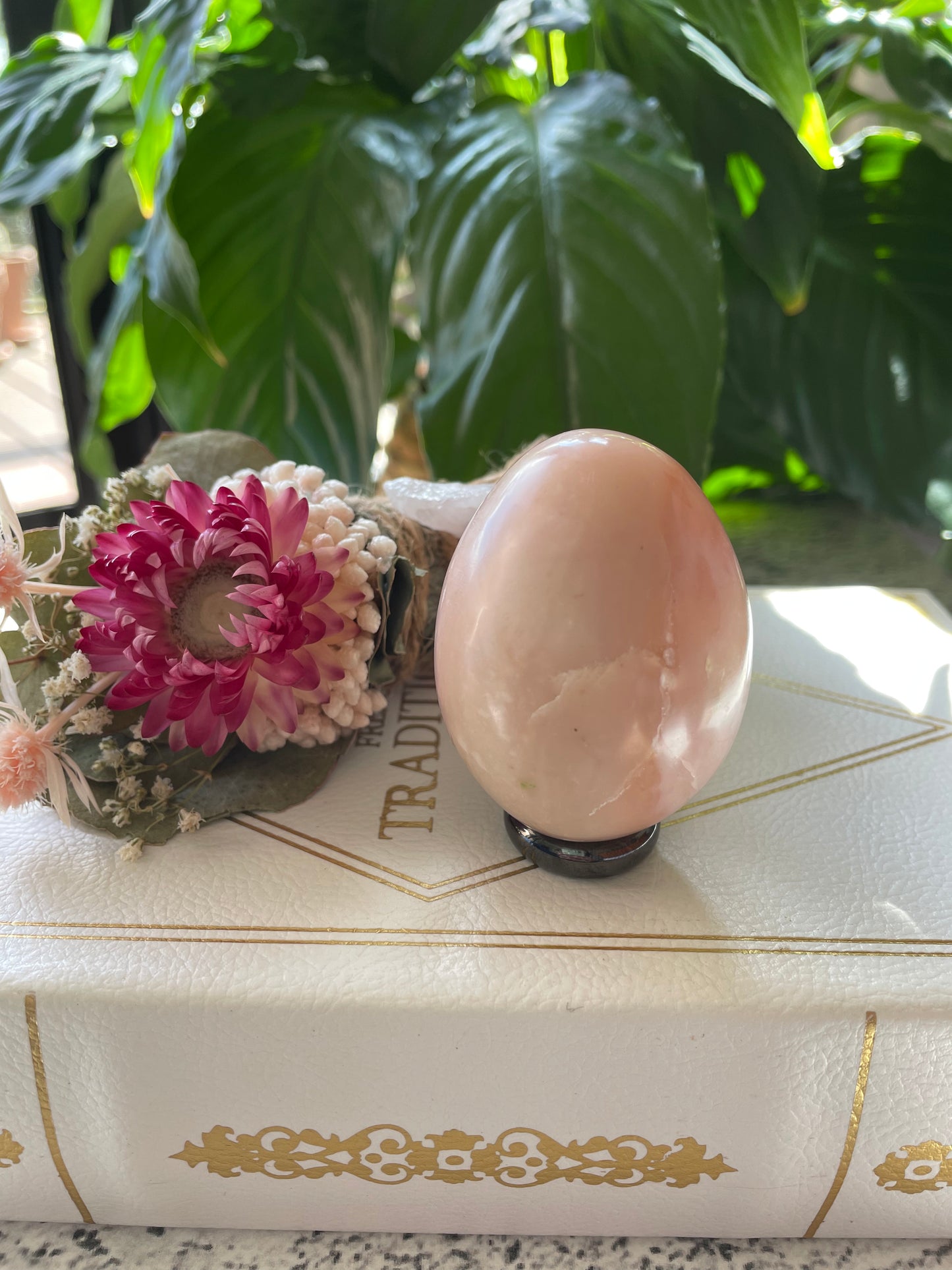 Pink Opal Egg includes Hematite Holder