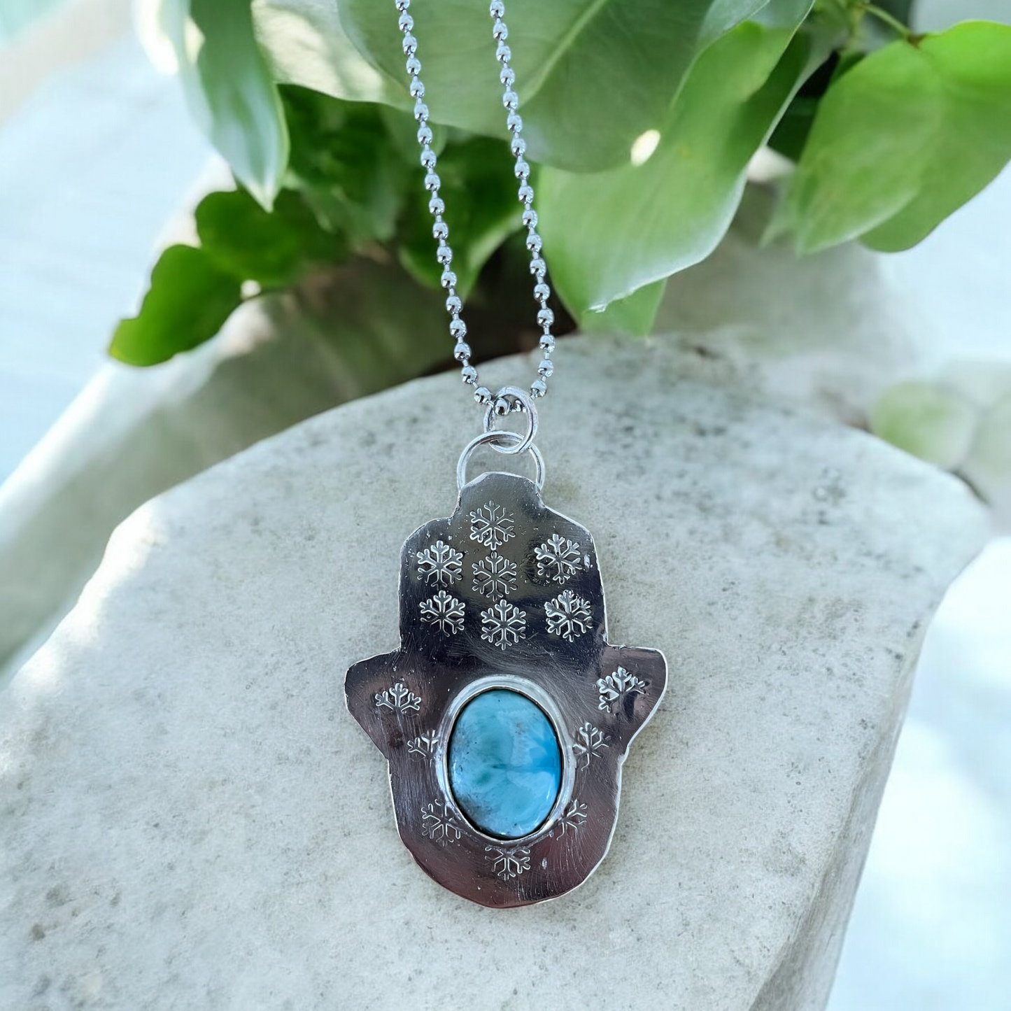 Hamsa Amulet ~ Larimar