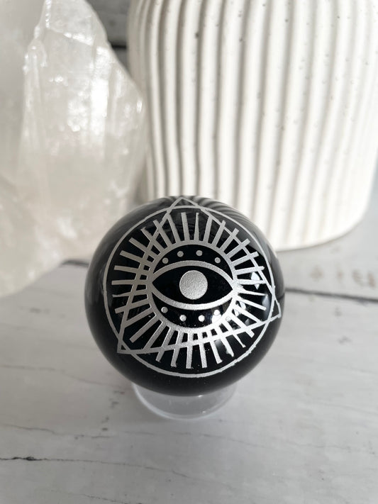 Black Obsidian Sphere includes holder