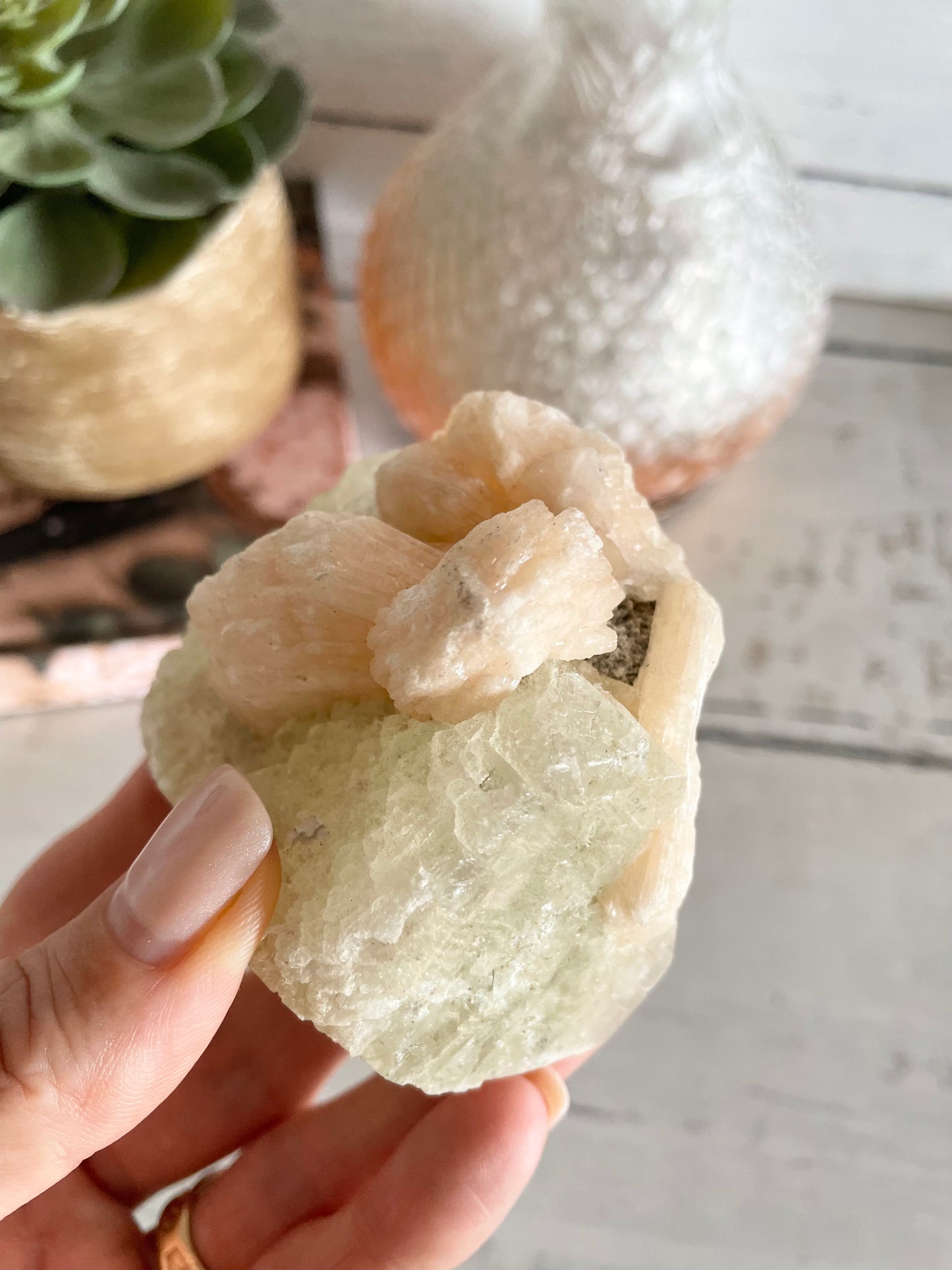 Green Apopyhllite Stilbite Cluster