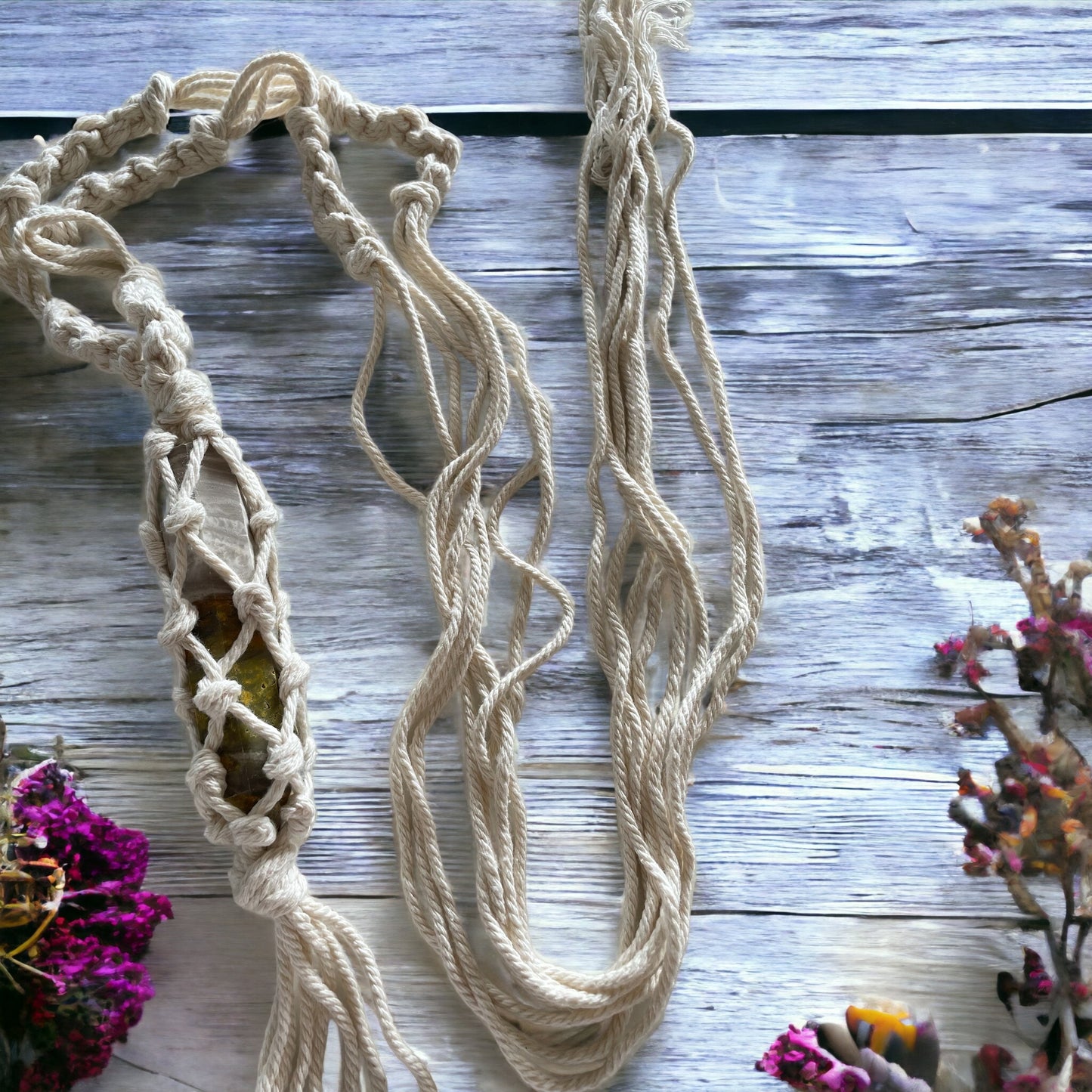 Macrame Hanging ~ Bumble Bee Jasper