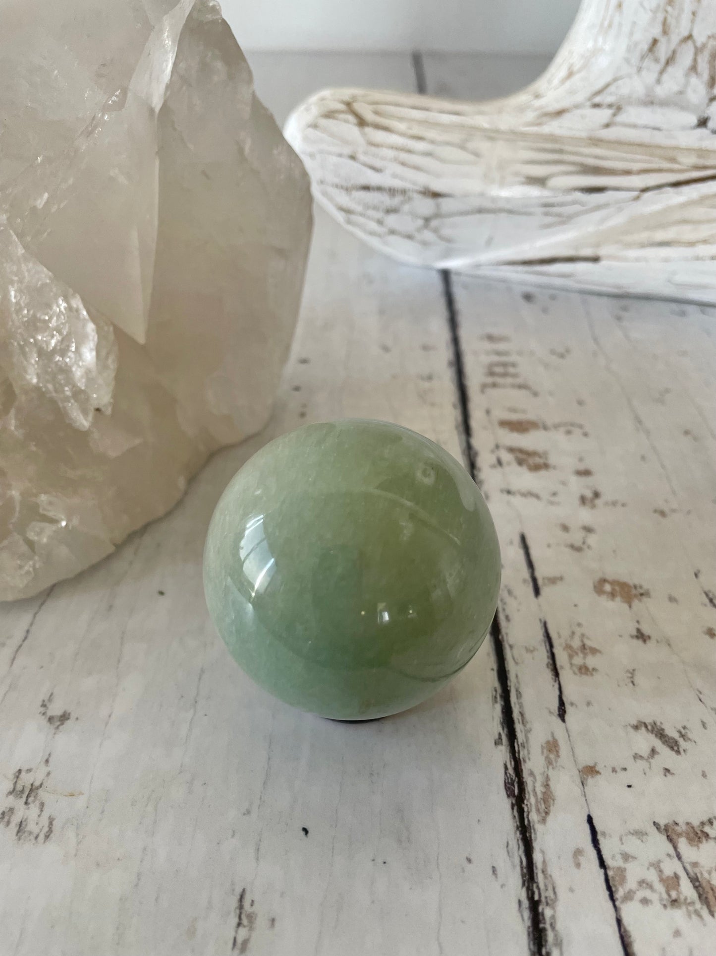 Green Aventurine Sphere Includes Wooden Holder