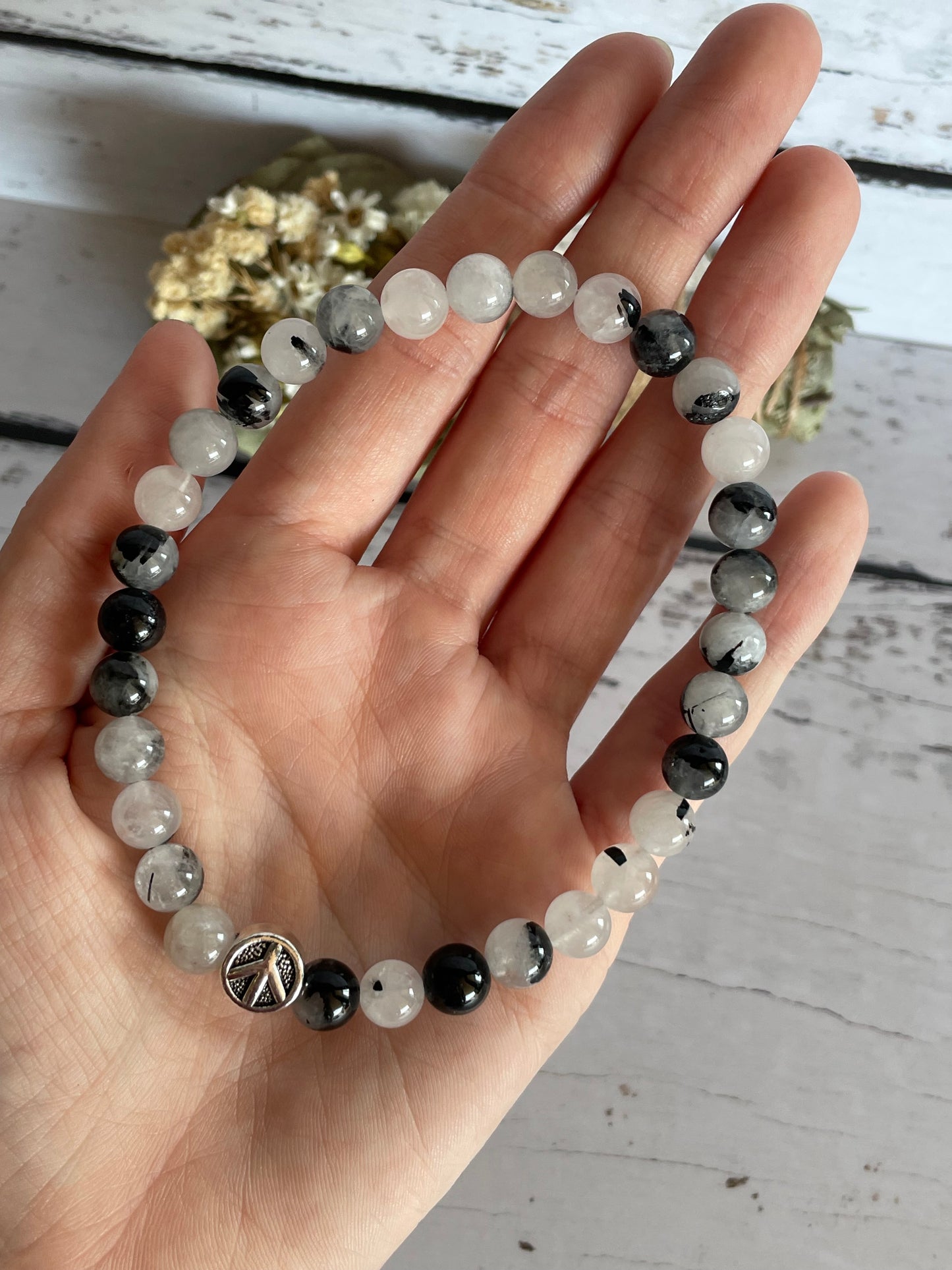 Black Tourmaline in Quartz Healing Anklet ~ Yin/Yang ©️