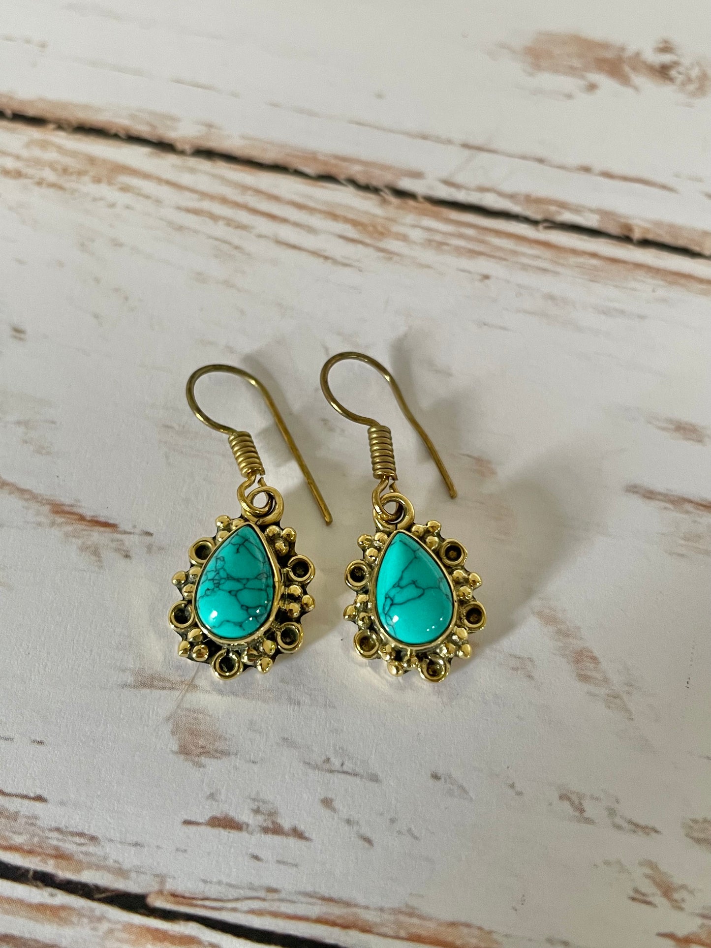 Turquoise Brass Dangles