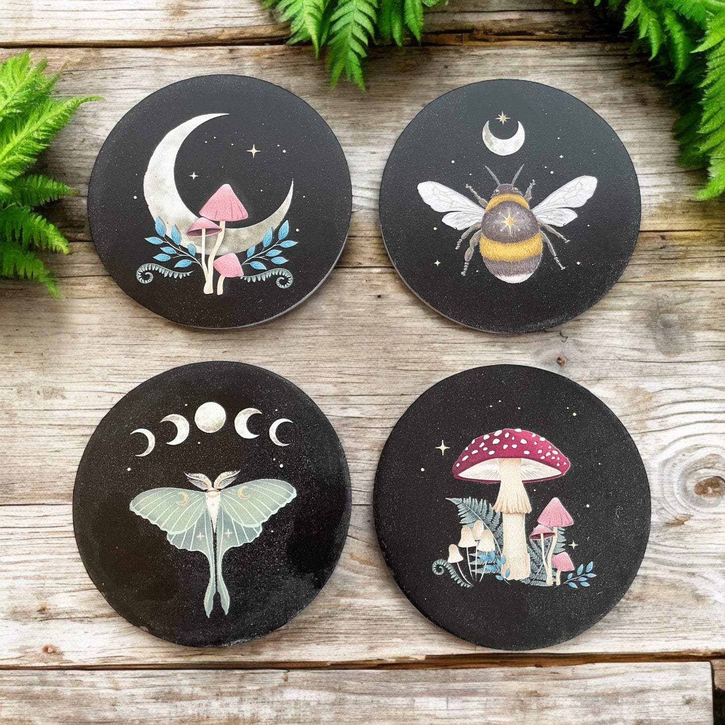 Enchanted Dark Forest ~ set of 4 coasters