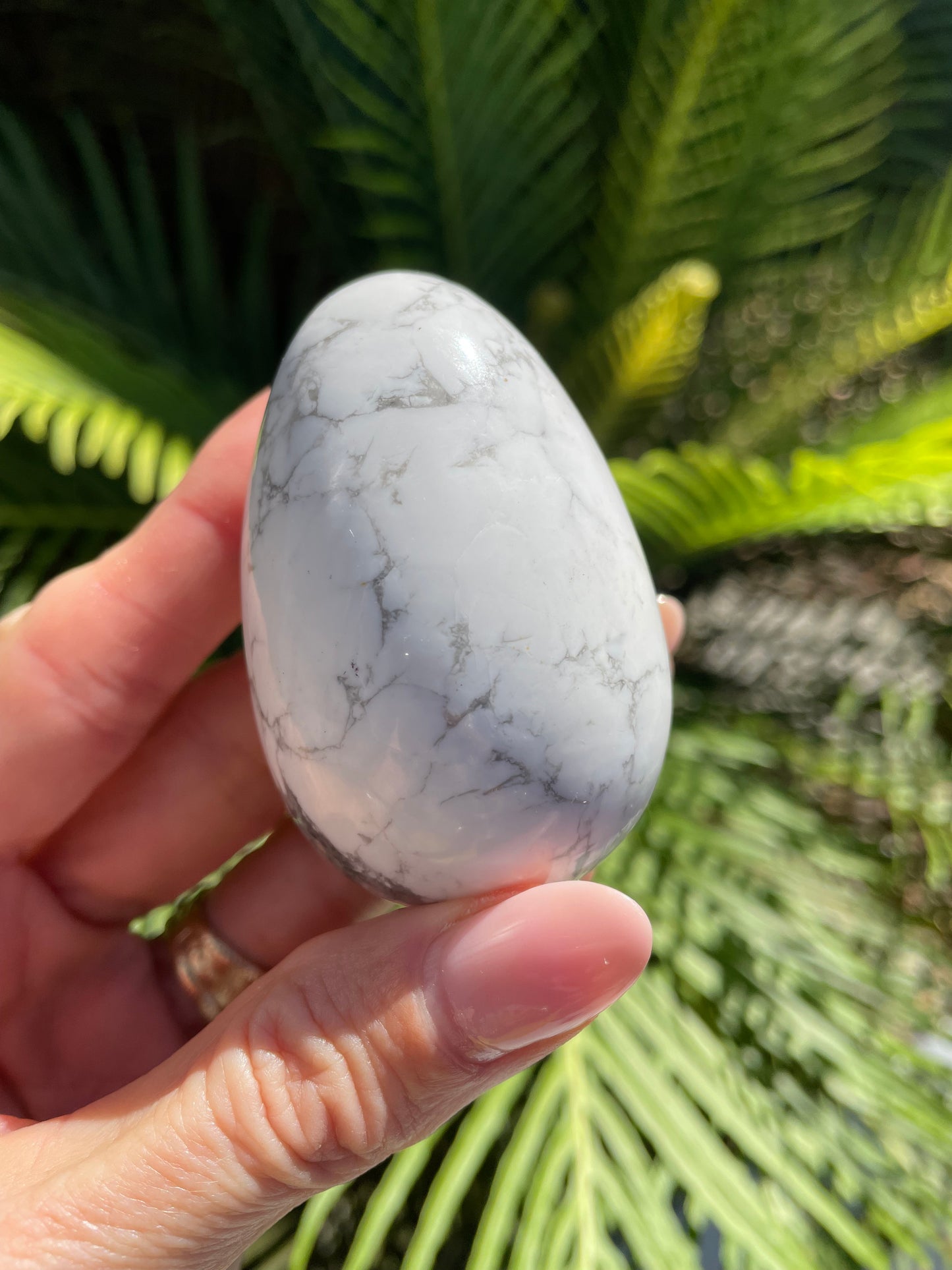 White Howlite Egg includes holder