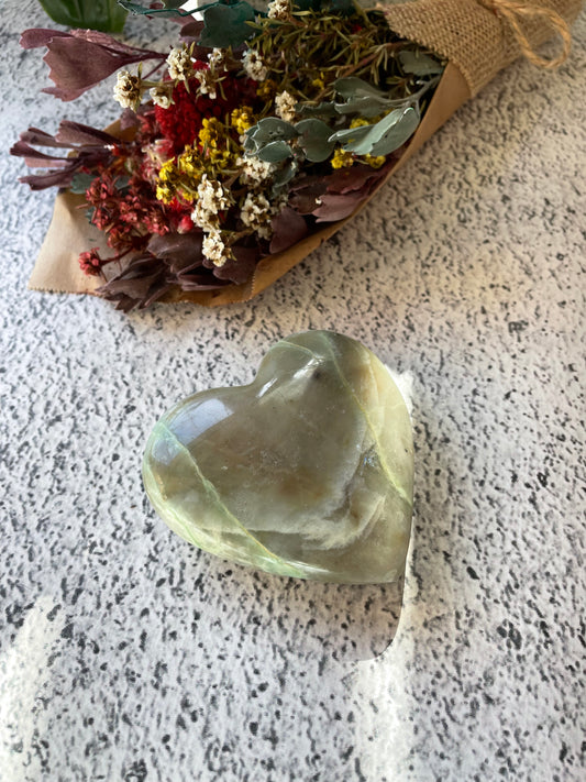 Green Moonstone Heart