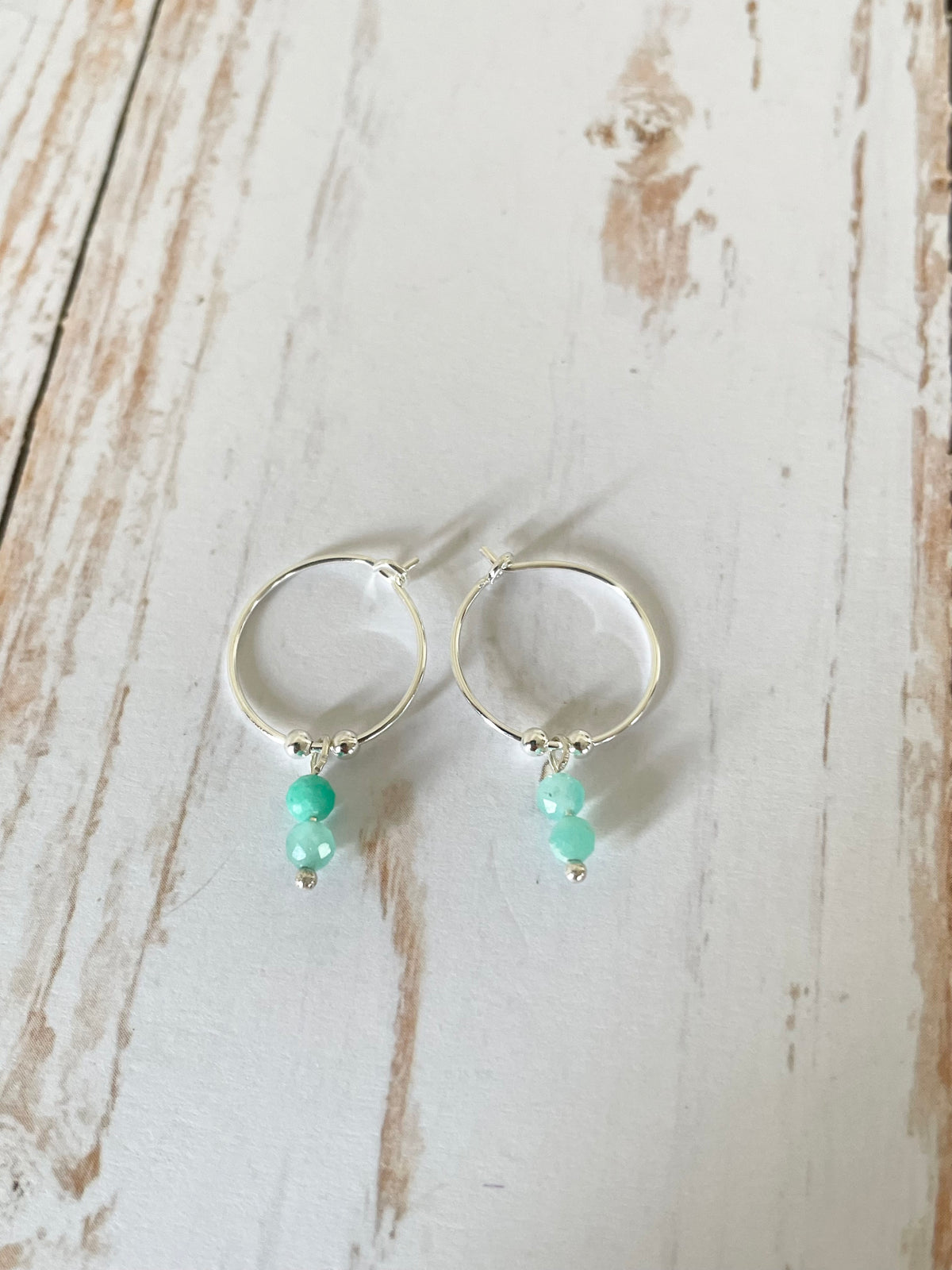 Amazonite Faceted Hoops