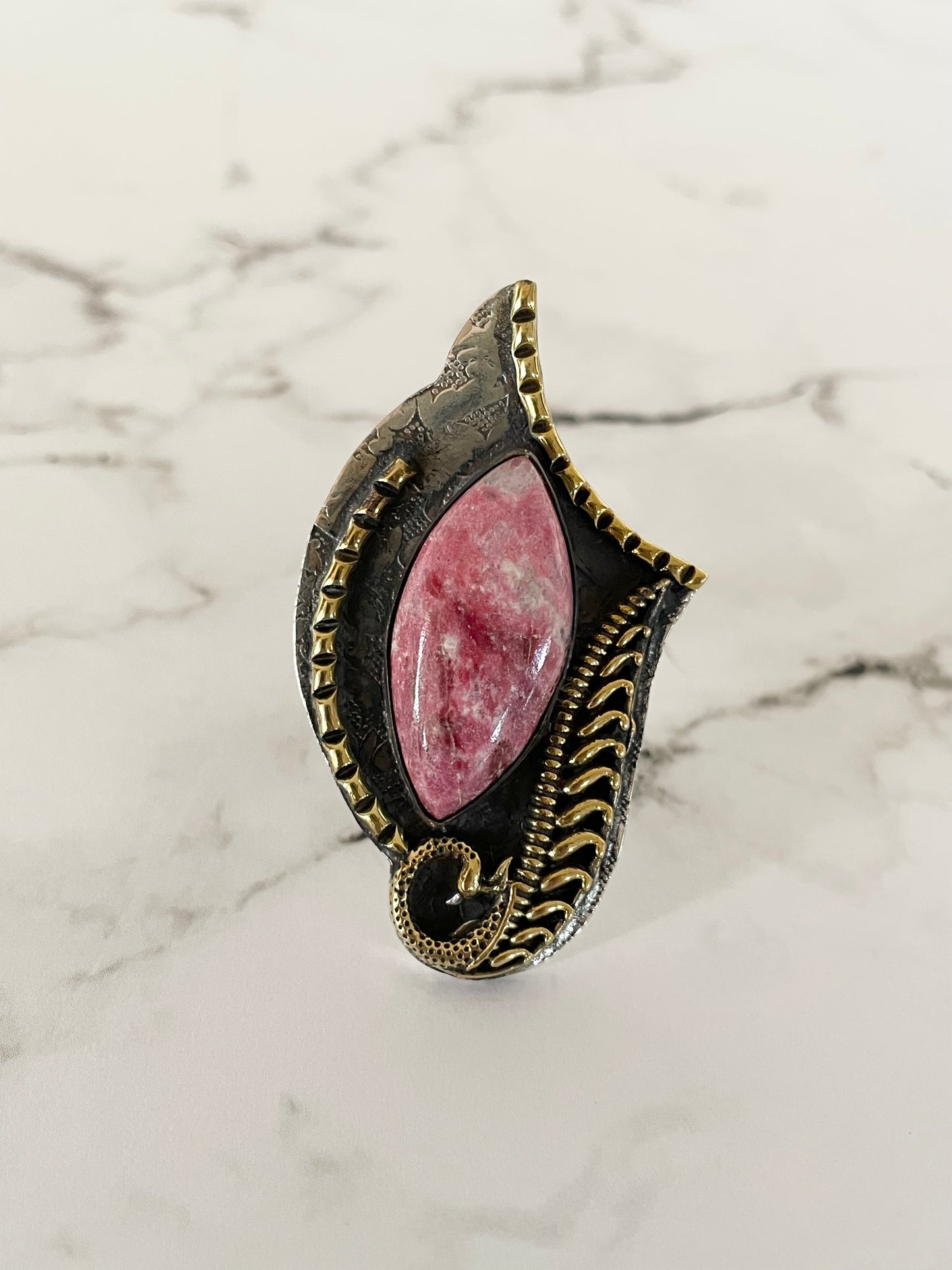 Thulite adjustable ring ~ sizes 6.5-10