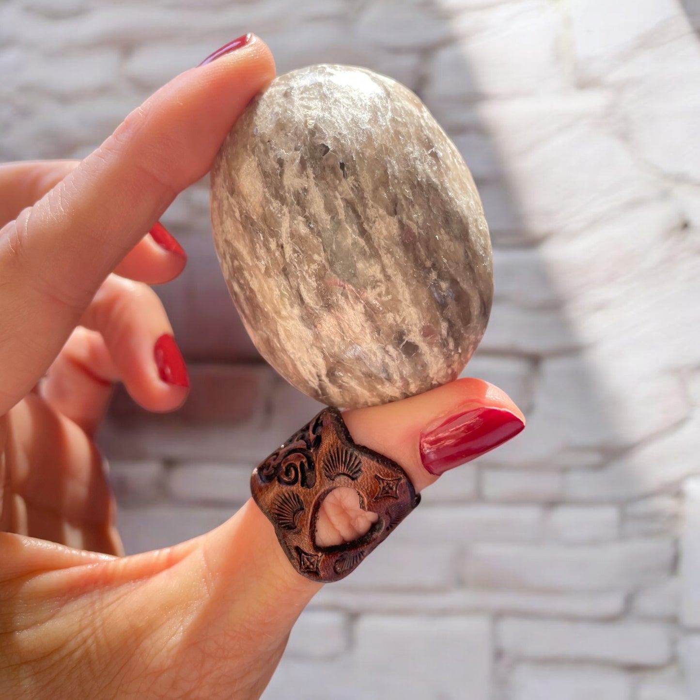 Rubellite Tourmaline Pillow Palm Stone