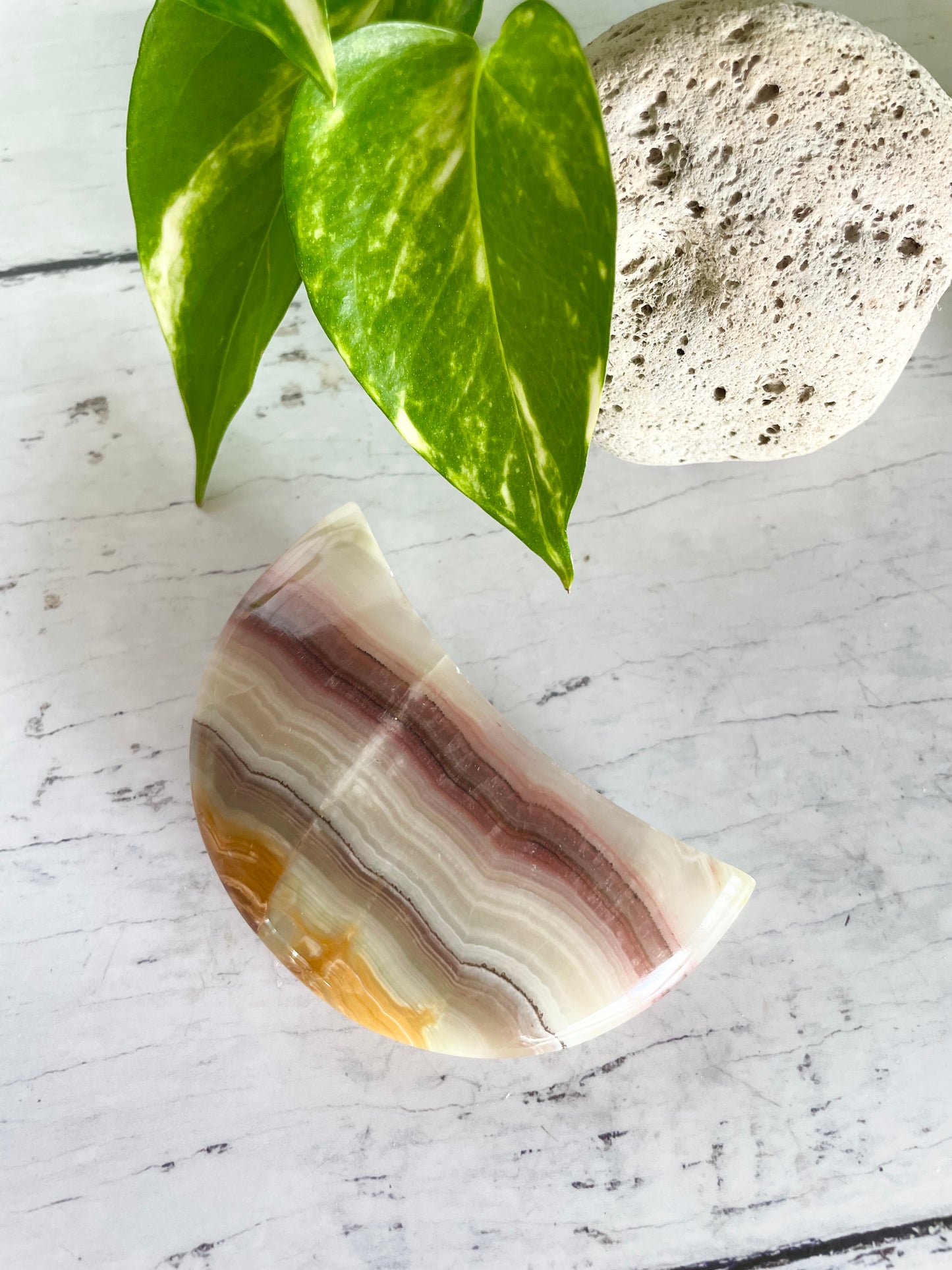 Pink Banded Onyx Moon