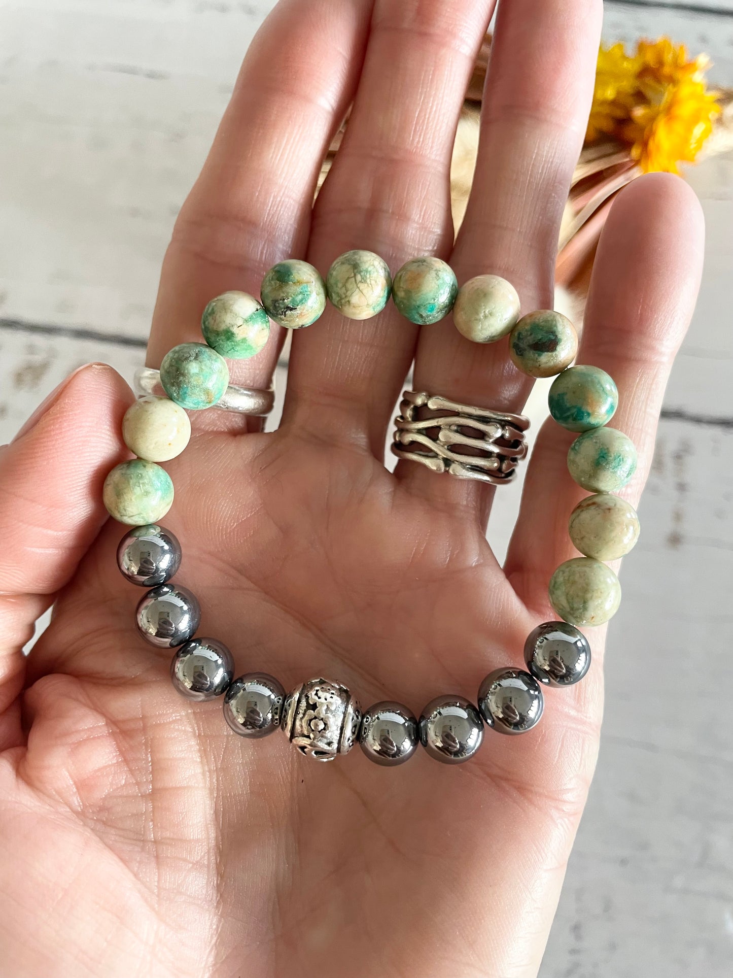 Terahertz & Peru Turquoise Healing Bracelet ~ Power Talisman