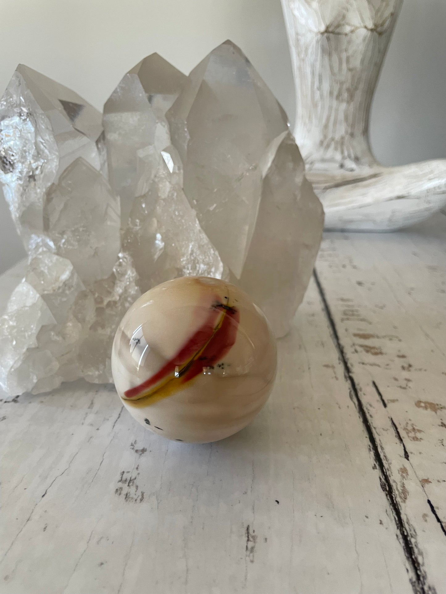 Mookaite Sphere Includes Wooden Holder