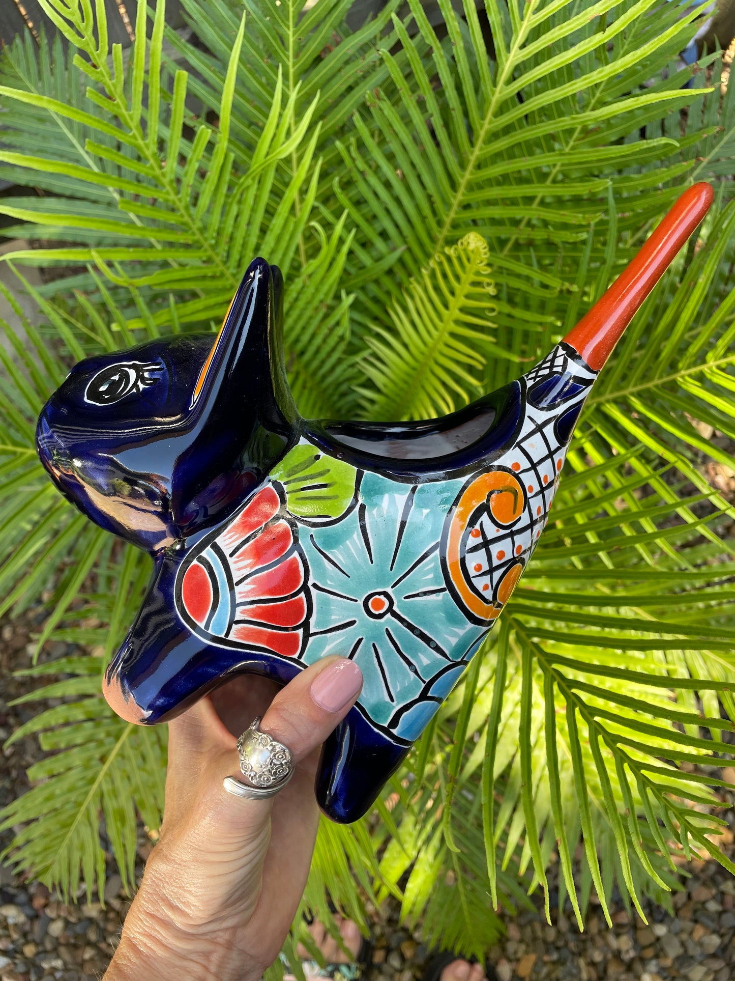 Mexican Talavera Cat Pot Planter
