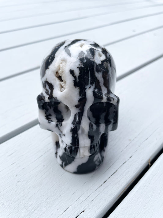 Zebra Jasper Skull