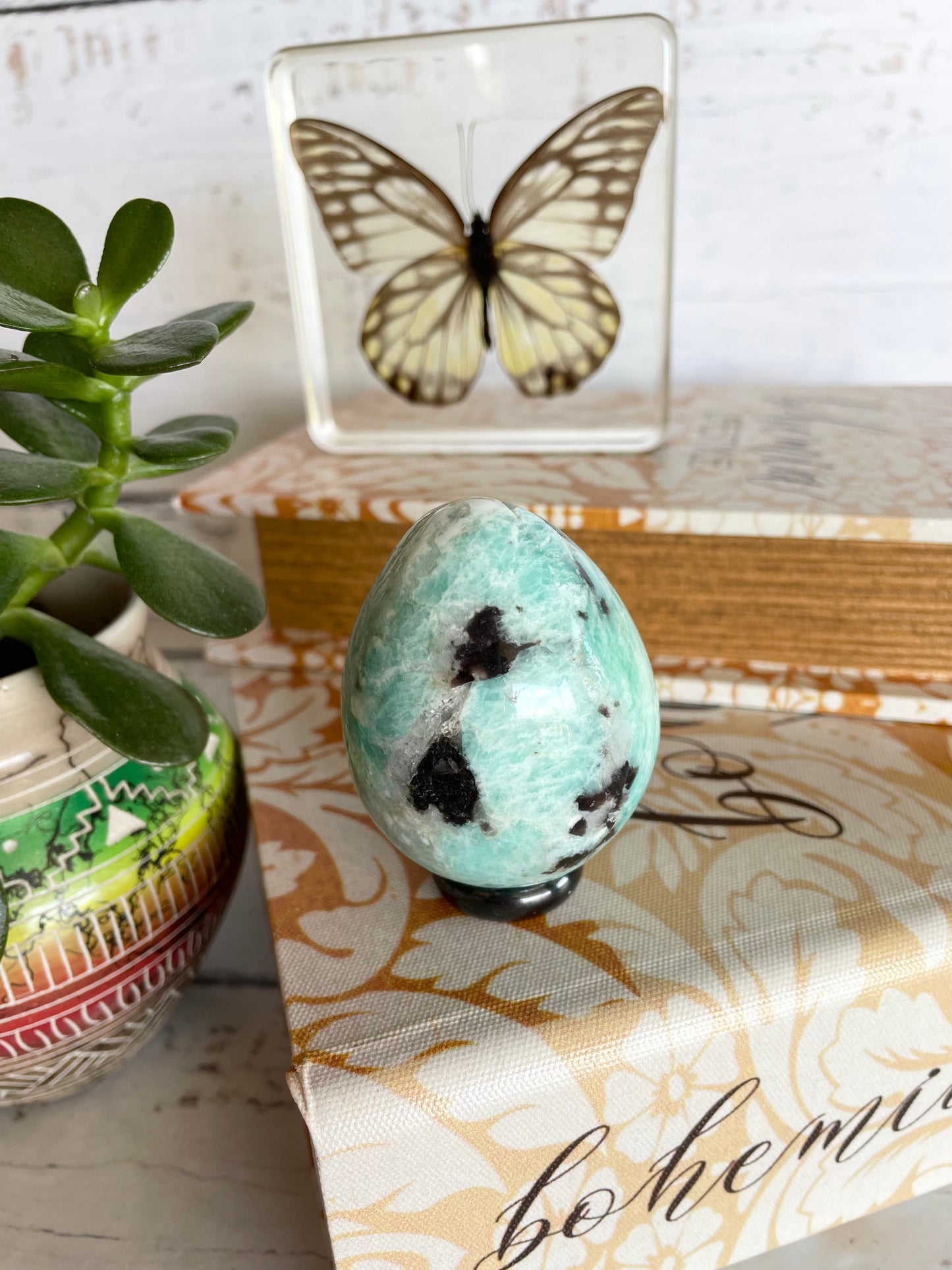 Amazonite Egg Includes Hematite Ring