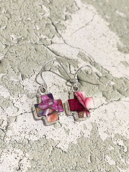 Pink Spiny Oyster Cross Dangles