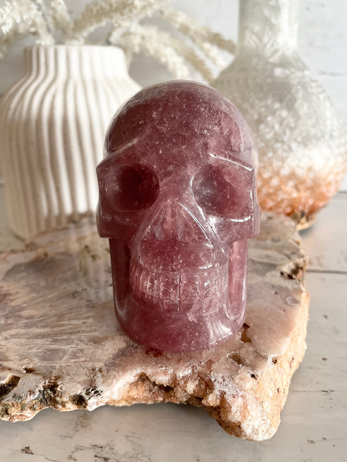 Strawberry Quartz Skull