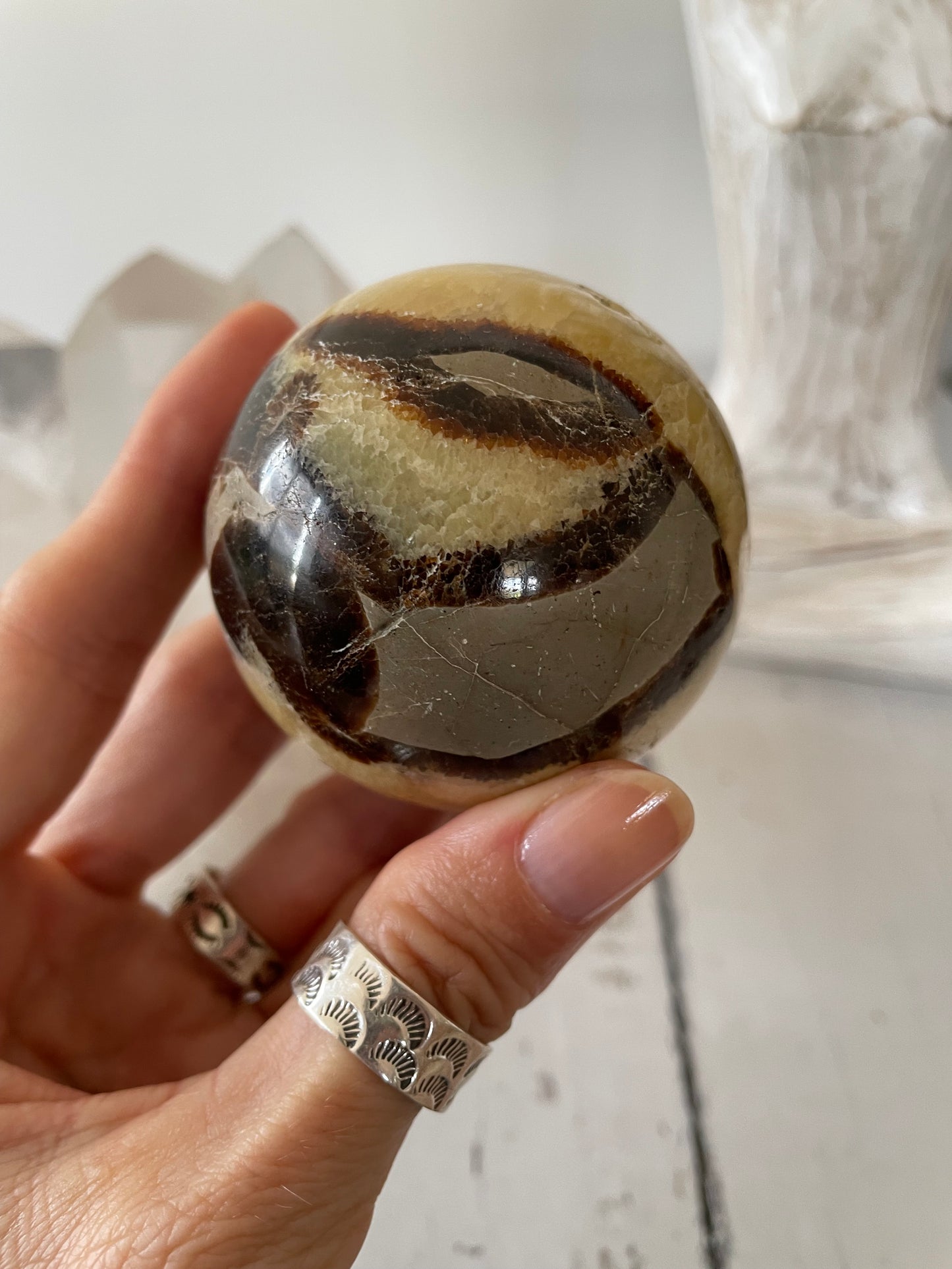 Septarian Sphere Includes Wooden Holder