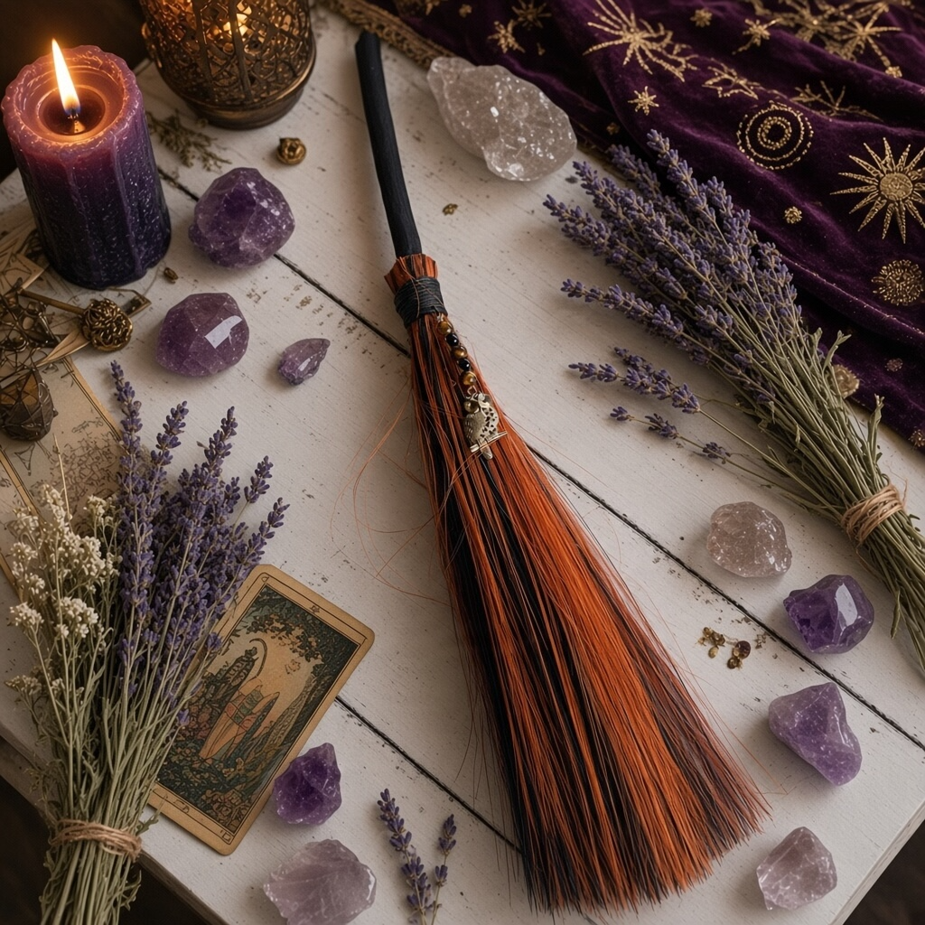 Owl Witch’s Besom ~ Tigers Eye