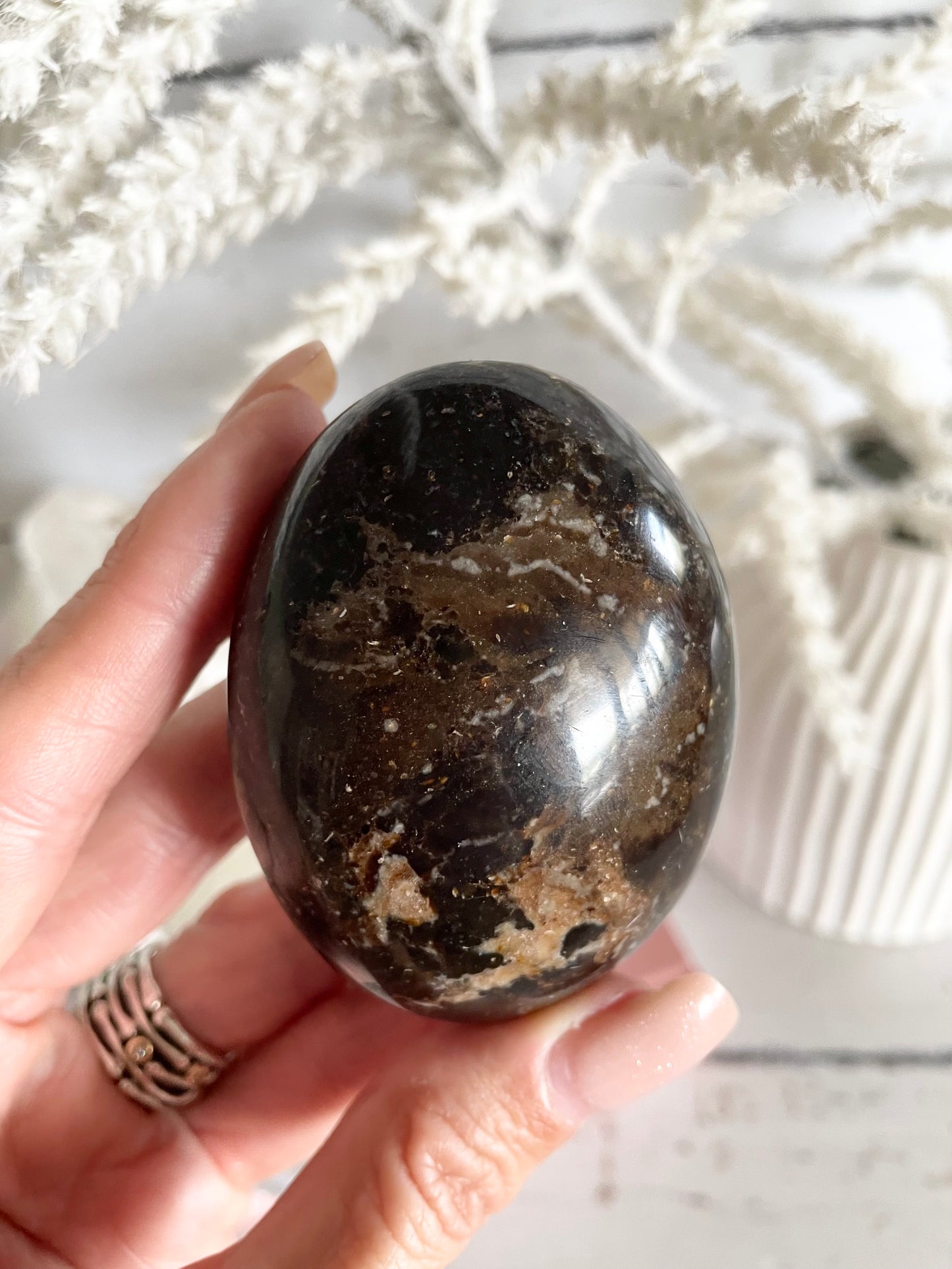 Black Opal Pillow /Palm Stone