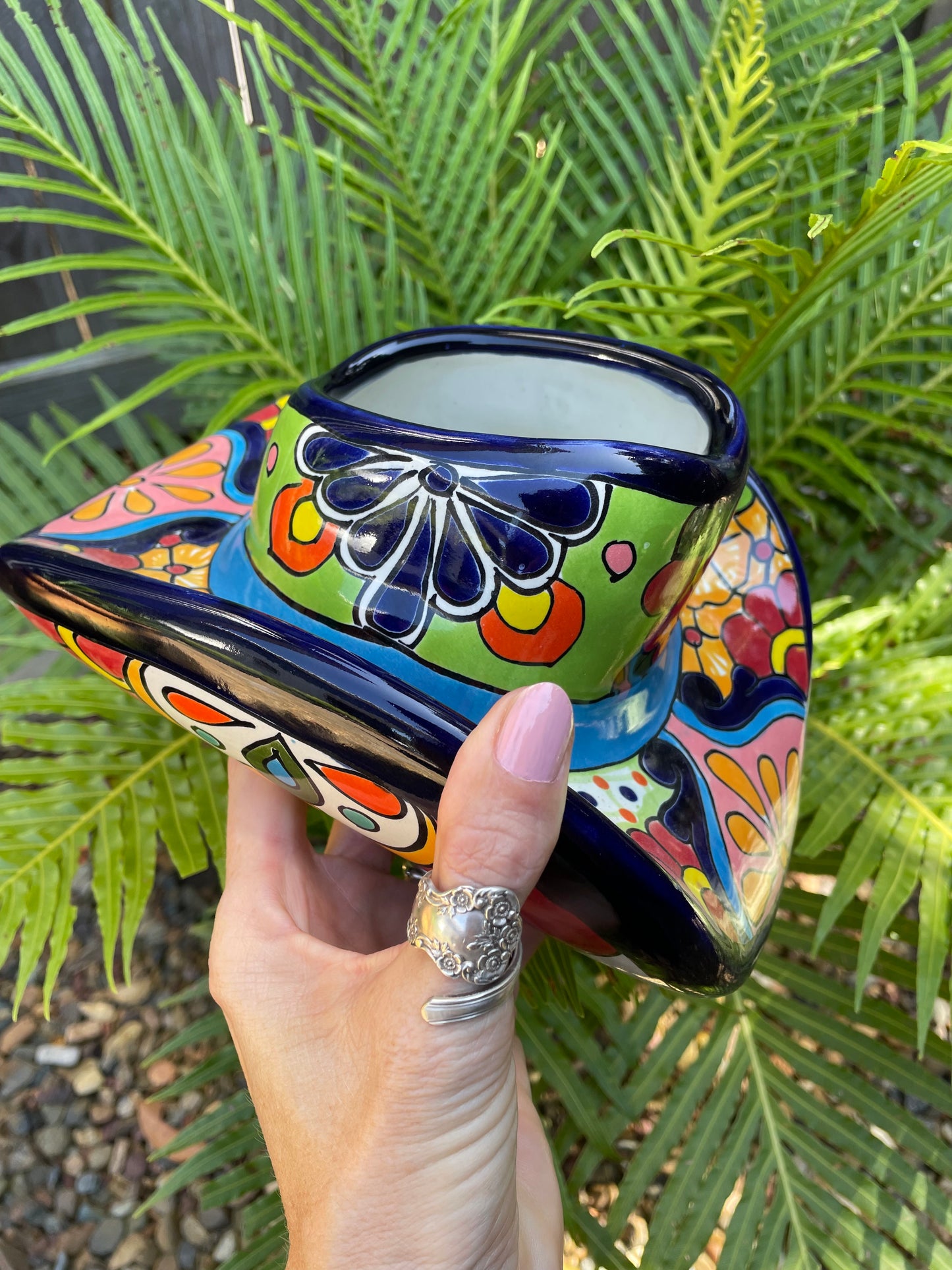 Mexican Talavera Cowboy Hat Planter