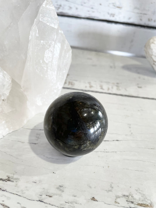 Labradorite Sphere Includes Wooden Holder