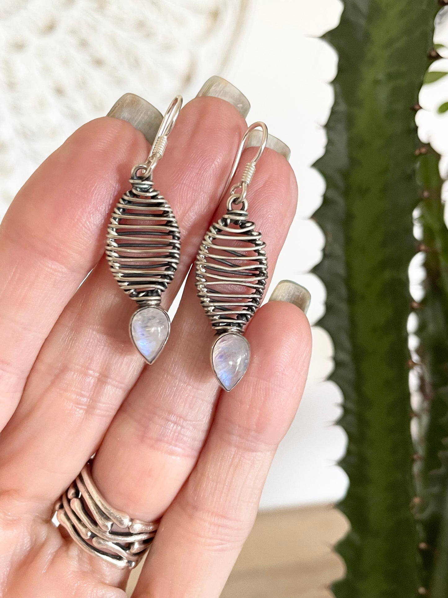 Rainbow Moonstone Dangles