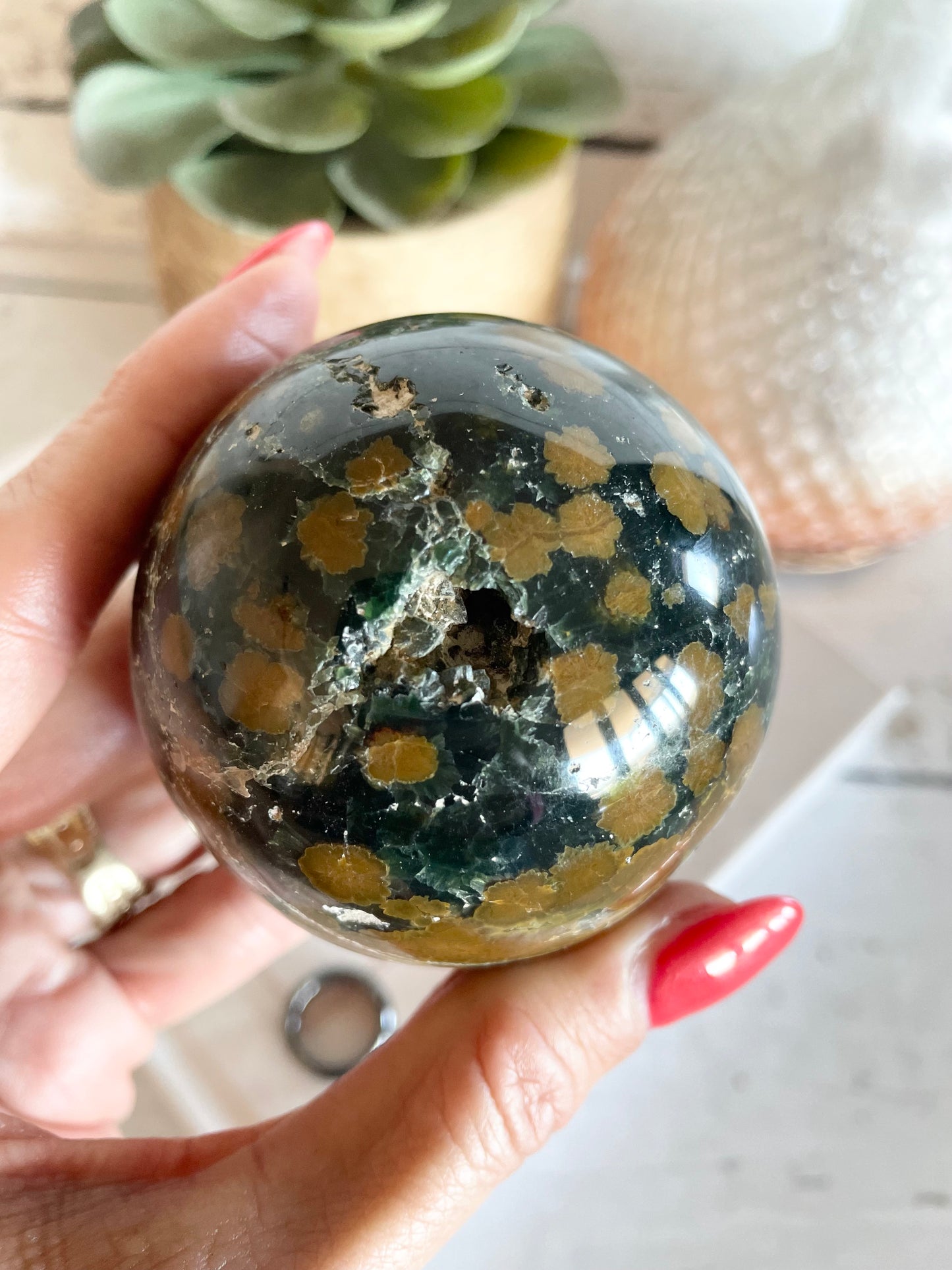 Rainforest Jasper Sphere Includes Holder