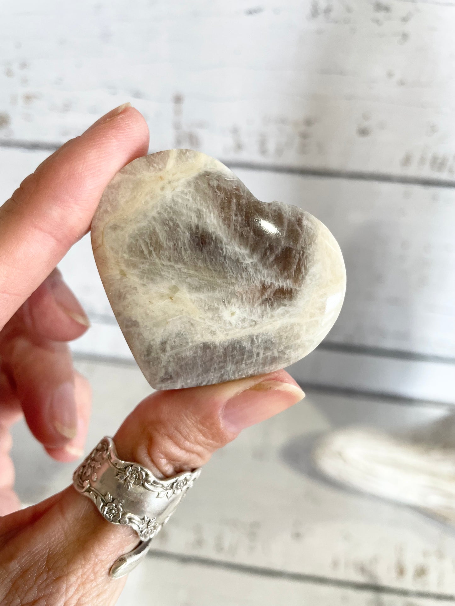 Peach Moonstone Heart