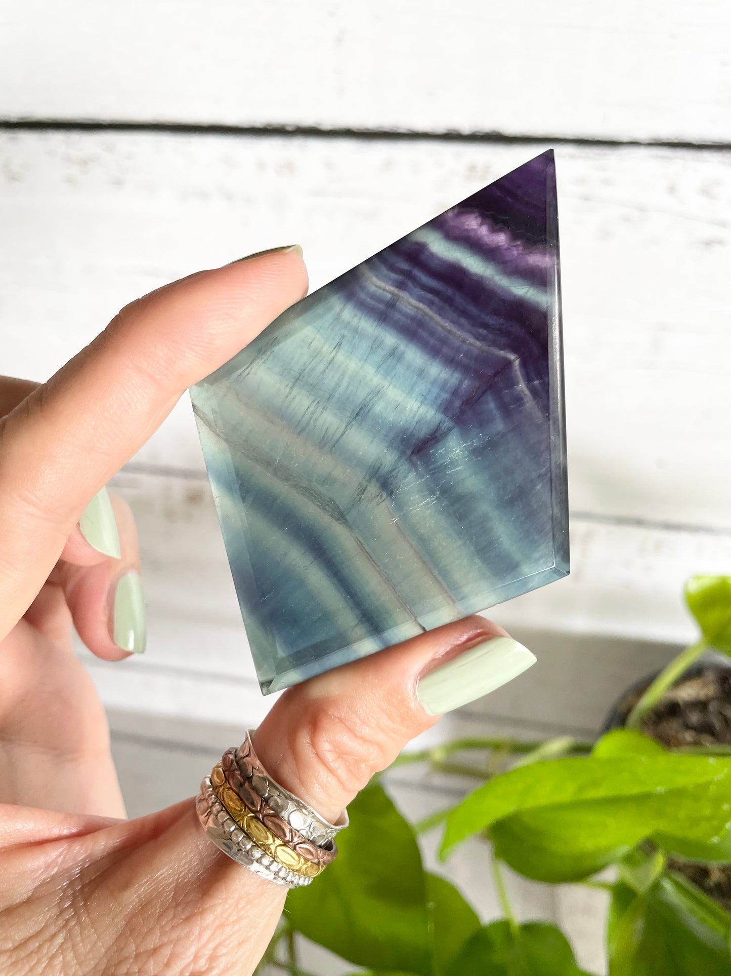 Rainbow Fluorite Diamond ~ 7