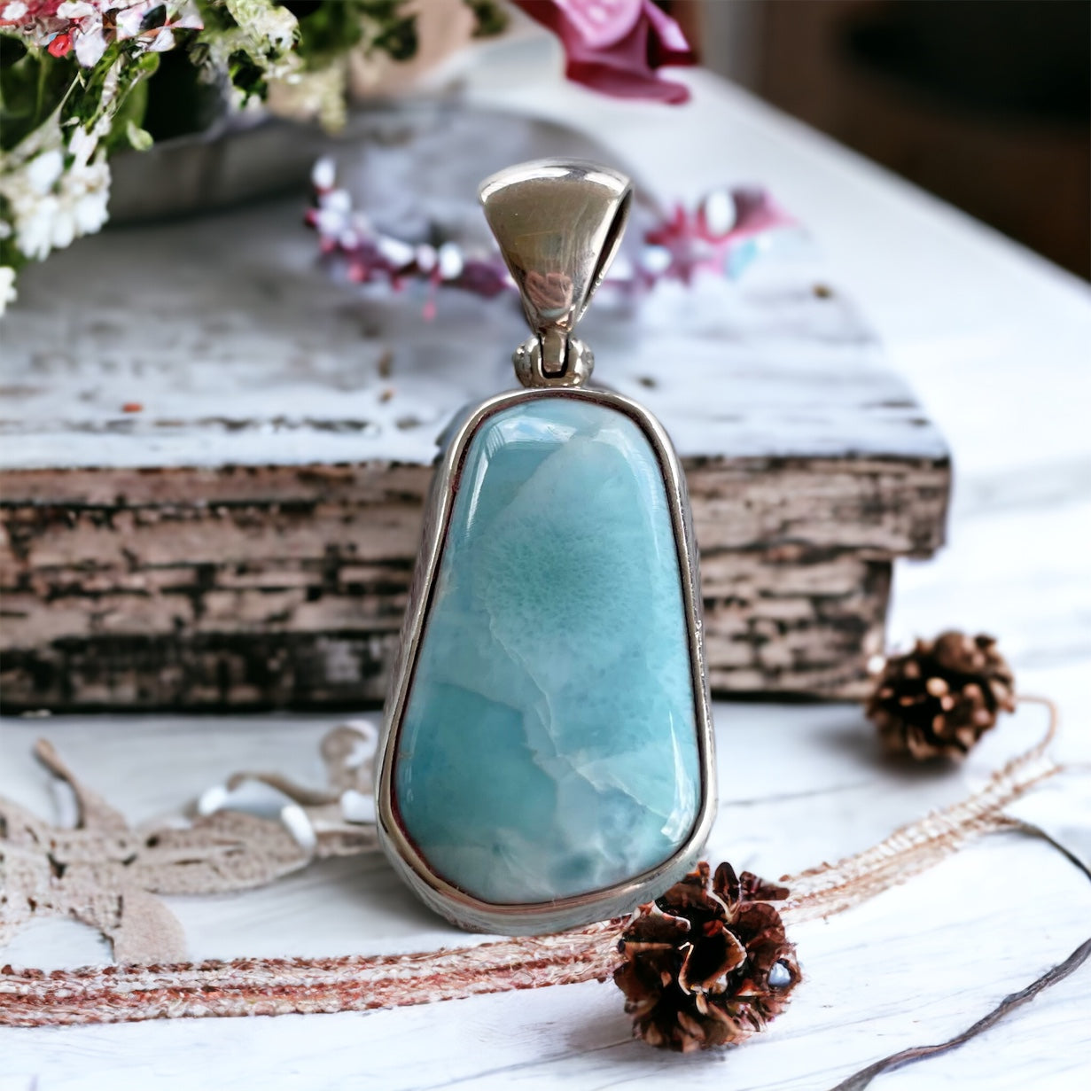 Sam ~ Larimar Silver Pendant