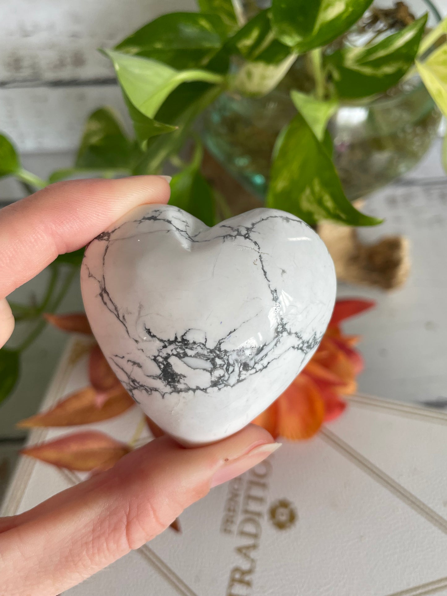 White Howlite Heart