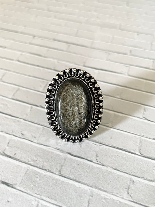 Golden Obsidian Ring - Size 8