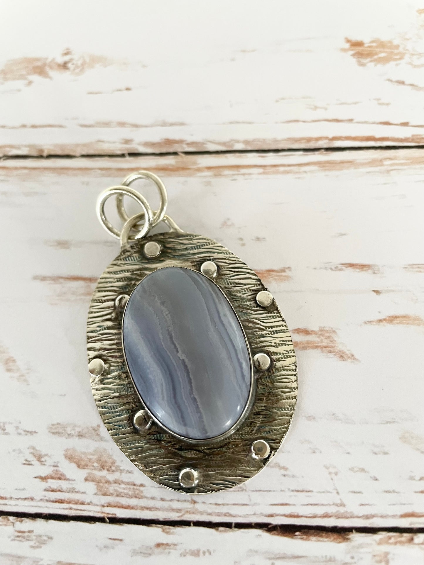 Blue Lace Agate  Studded pendant
