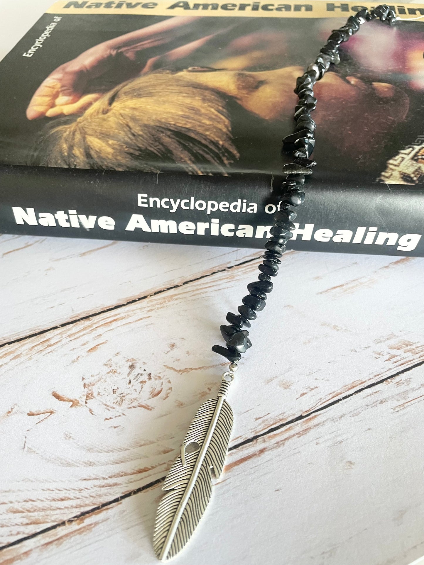 Feather Blessing ~ Black Agate
