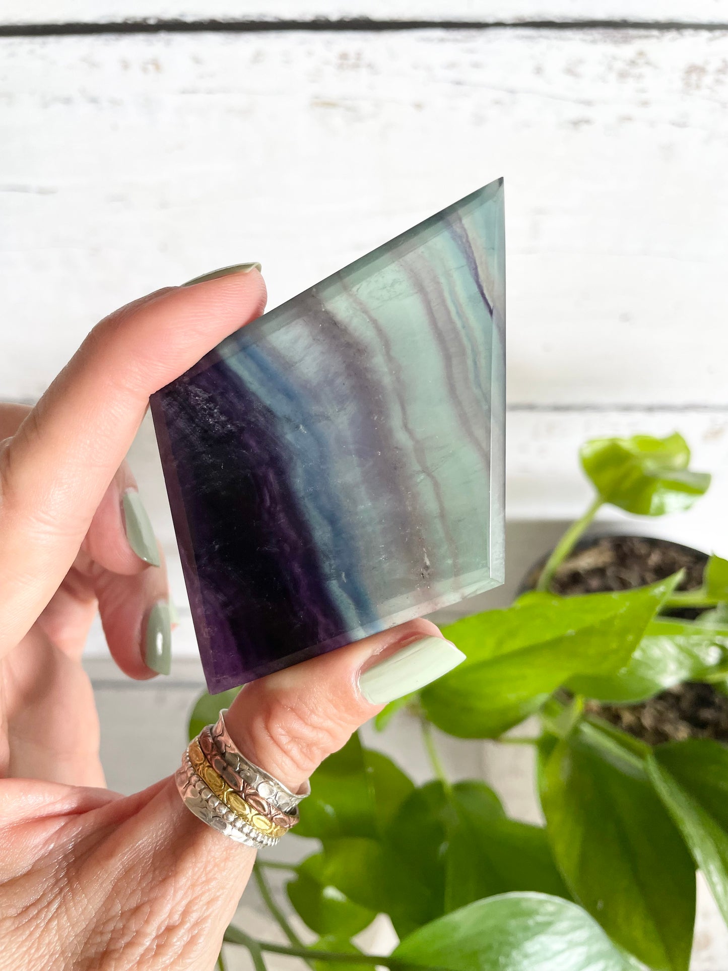 Rainbow Fluorite Diamond ~ 6