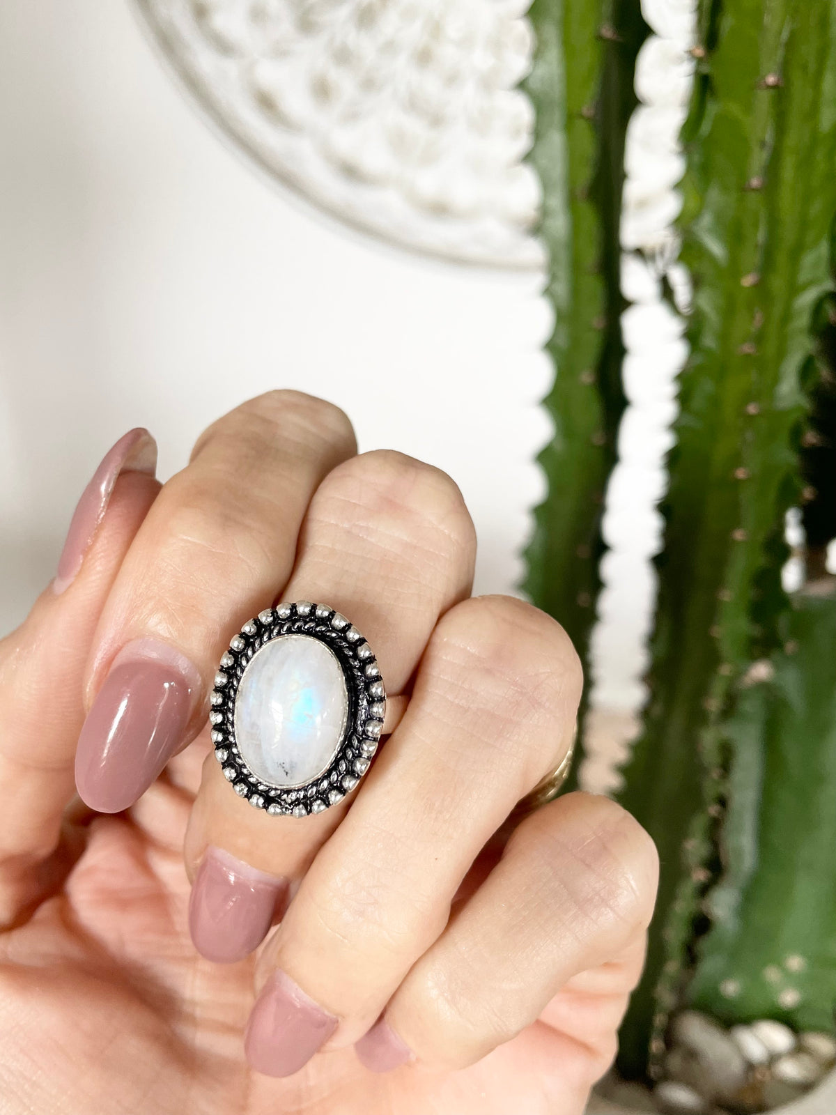 Rainbow Moonstone Ring ~ Size 9