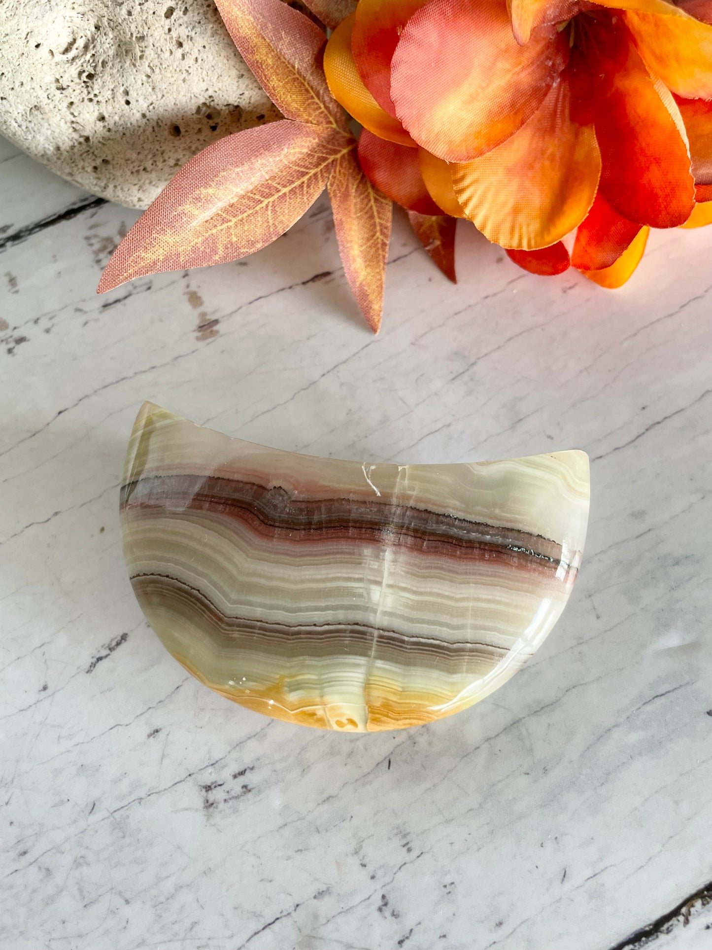 Pink Banded Onyx Moon