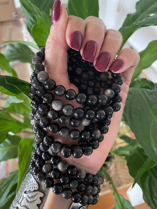 Silver Sheen Obsidian Healing Bracelet ~ Seer