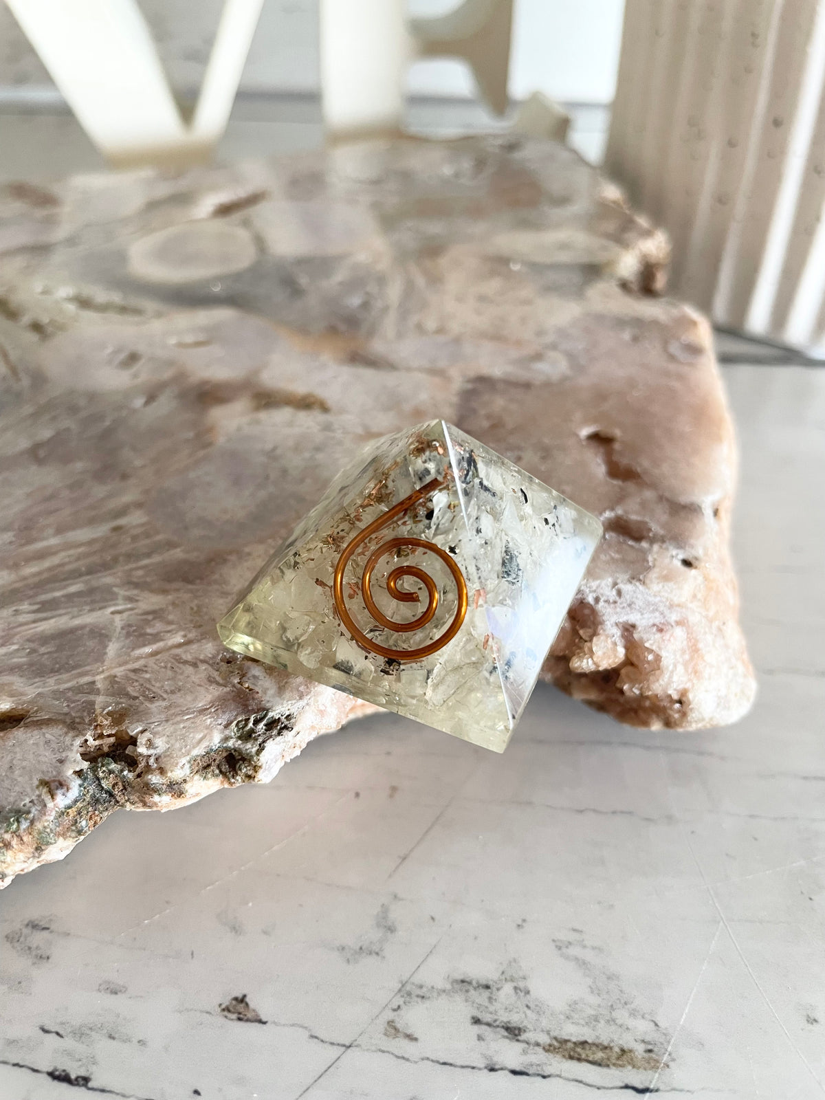 Orgone pyramid ~ Rainbow Moonstone