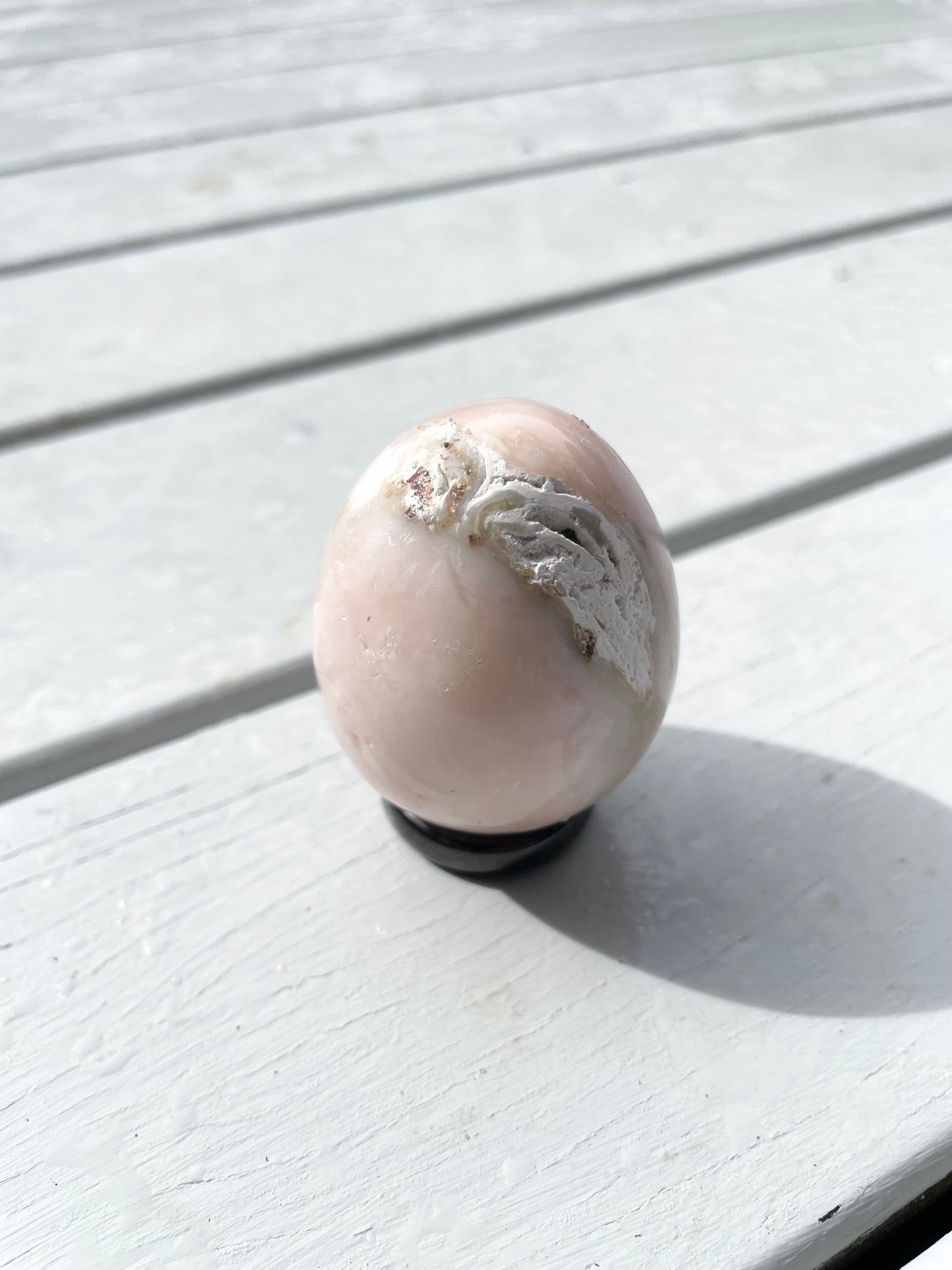 Pink Opal Egg with holder