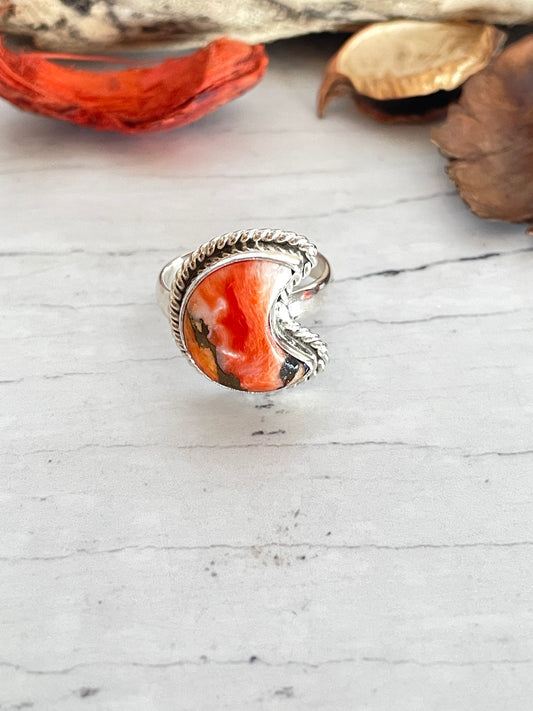 Orange Kingman Turquoise Silver Ring