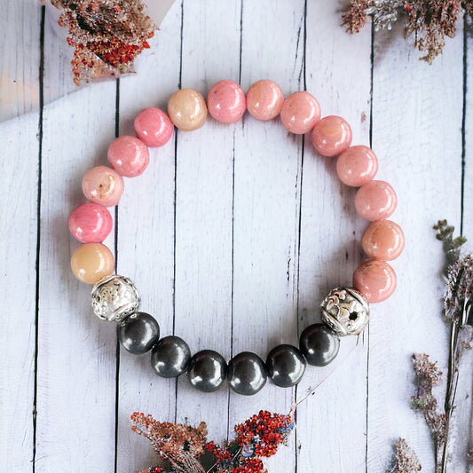 Shungite & Rhodochrosite Healing Bracelet ~ LOVER