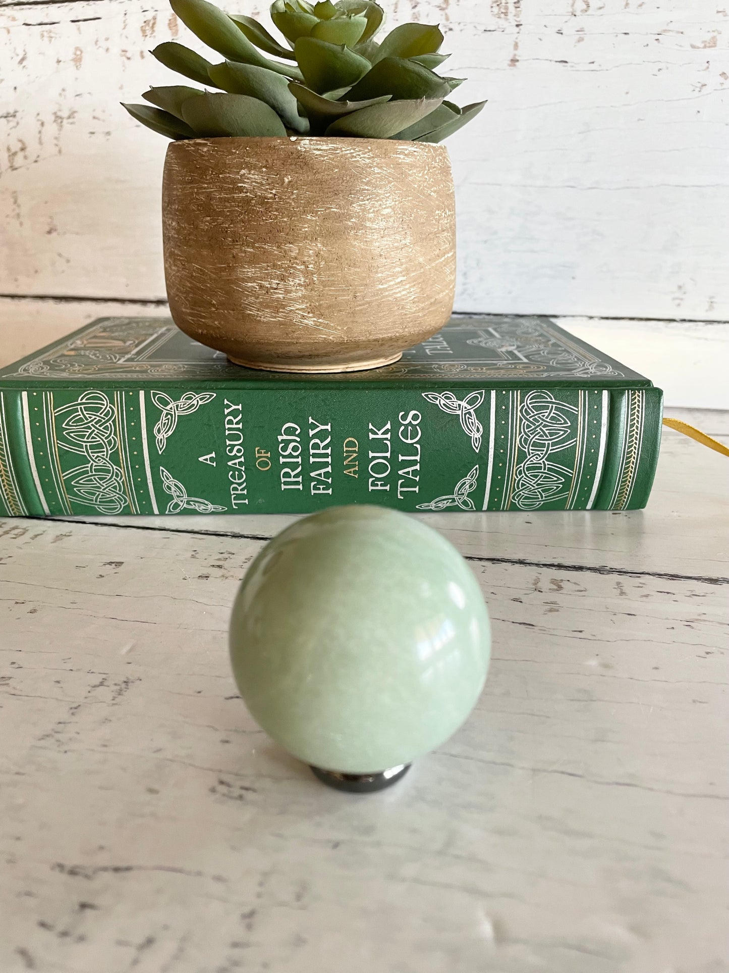 Green Aventurine Sphere Includes Wooden Holder